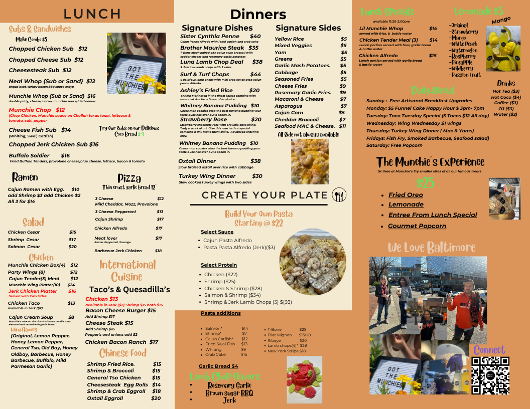 Munchies Gourmets Menu Page 2